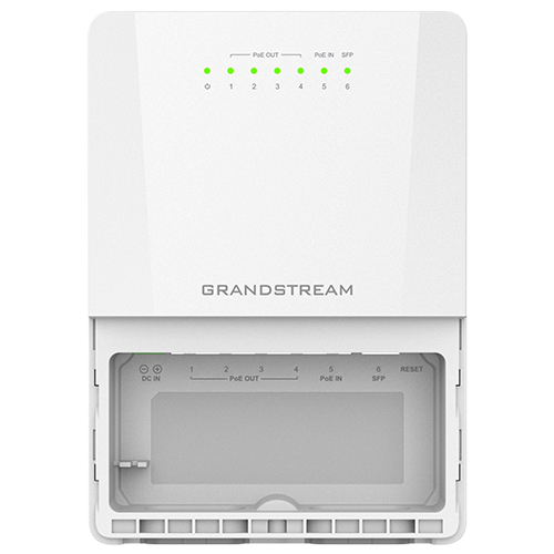 Grandstream GWN7710 Series GWN7710R Outdoor Managed Switch 6 Ports 5x GbE PoE + 1x 2.5G SFP Weiß