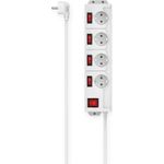 Hama Steckdosenleiste, 4-fach, 90°, einzeln schaltbar, Wandmontage, 1,4 m, Weiß (00223121)