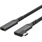 USB-C Verlängerungskabel USB-C > USB-C Buchse 3.2 90° PD Textil 0,5m (FL31-74013)