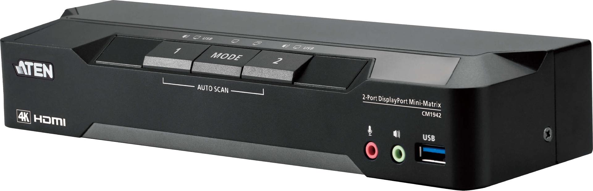 ATEN CM1942 2-Port KVM-Switch 4K DisplayPort Dual Display Schwarz