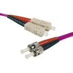 LWL Patchkabel Eco, 50/125 µm, OM4-Faser, 2x ST Stecker/SC Duplex Stecker, erika-violet, 1,0 m UPC UPC-Schliff (392821)