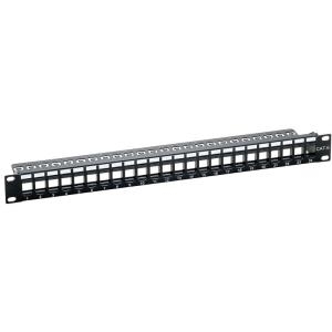 LogiLink 48,30cm (19") Keystone Patch Panel, ungeschirmt, schwarz (RAL9005), 1 HE, ungeschirmt, für bis zu 24 Keystone Module, - 1 Stück (NK4043)