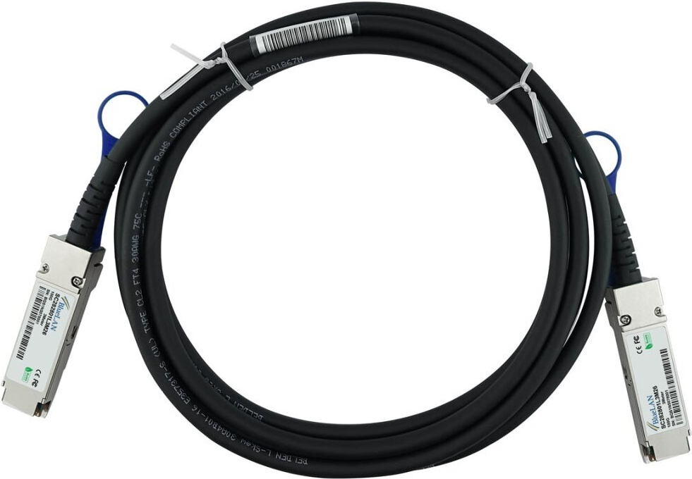 BlueOptics QSFP-100G-CU3M-BL QSFP28 Direct Attach Kabel 100 Gbit/s 3 m Schwarz