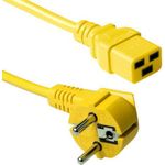 ACT Powercord mains connector CEE7/7 male (angled) - C19 yellow 1.20 m. Lengte: 1.2 m Powercord schuko-c19 yel 1.20m (AK5180)