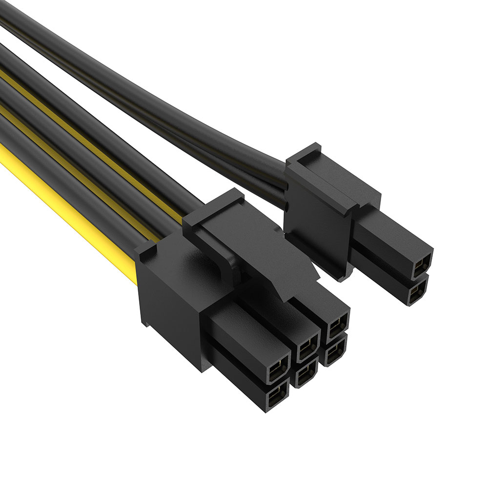 Akasa AK-CBPW23-20 Internes Stromkabel ATX 8-pin zu PCI-E 6+2 pin 0,2 m Gelb