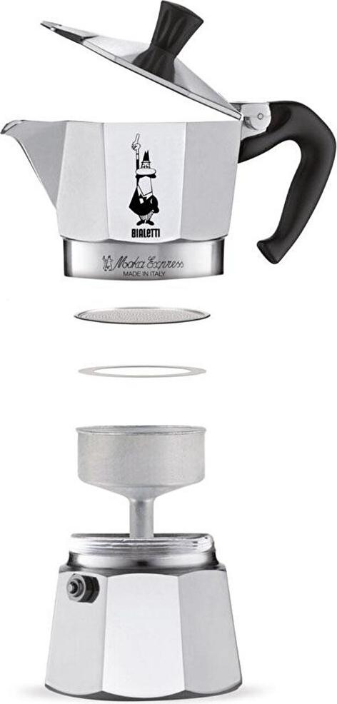 Bialetti Moka Express Espressomaschine 2 Tassen Silber Schwarz