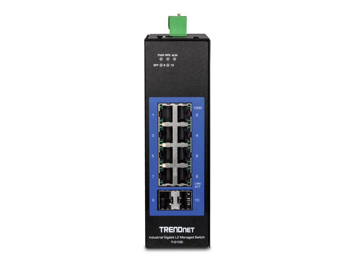 TRENDnet TI-G102I Industrial Gigabit L2 Managed 10-Port DIN-Rail Switch Schwarz