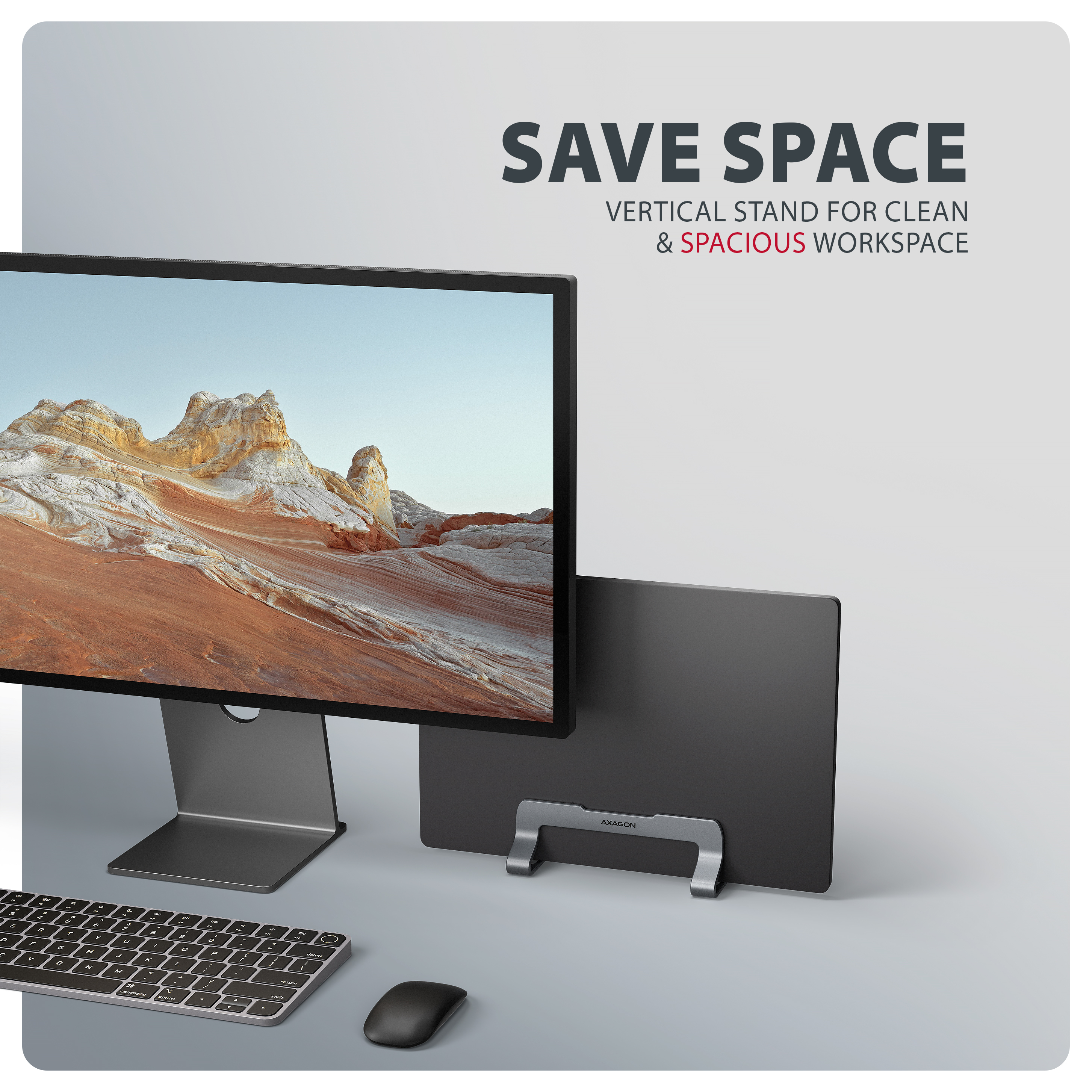 AXAGON STND-VG Vertikaler Laptop-Ständer Aluminium Grau