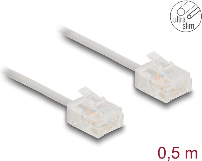 Delock RJ45 Netzwerkkabel Cat.6 UTP Ultra Slim 0.5 m grau mit kurzen Steckern (80757)