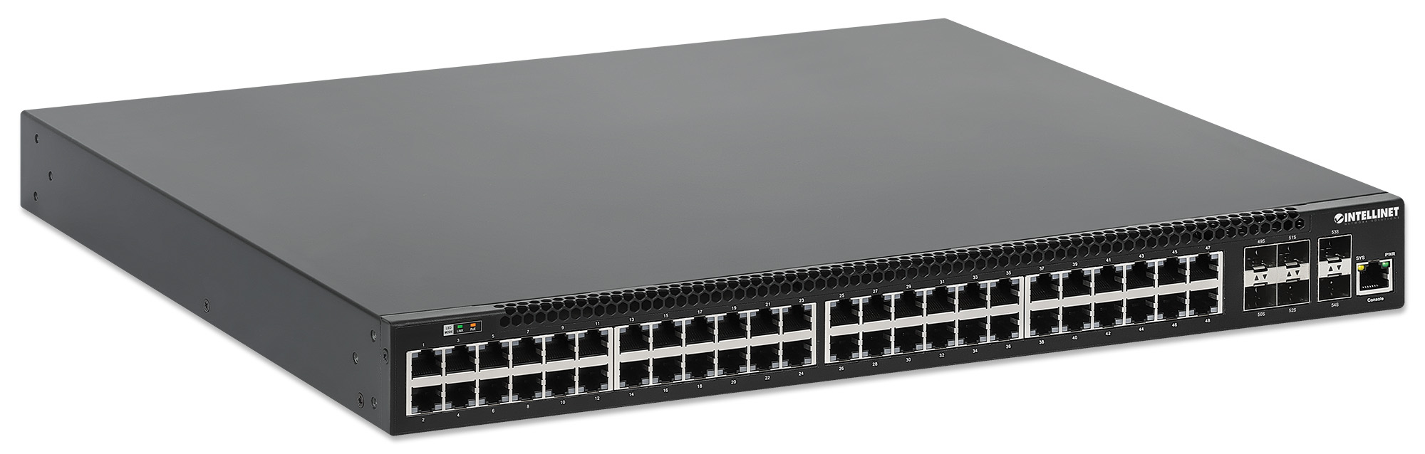 Intellinet 54-Port PoE+ L3 Managed Switch 6x10GbE 850W Schwarz