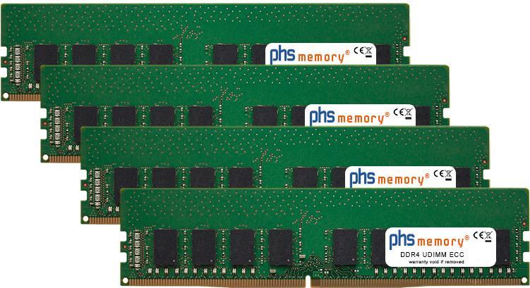 PHS-MEMORY 128GB (4x32GB) Kit RAM Speicher passend für Dell Precision 3630 Tower DDR4 UDIMM ECC 2666
