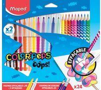 Maped Radierbare Fasermaler & Buntstifte COLOR'PEPS OOPS 24er Kartonetui, - 1 Stück (984735)