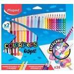 Maped Radierbare Fasermaler & Buntstifte COLOR'PEPS OOPS 24er Kartonetui, - 1 Stück (984735)