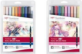 Tombow Doppelfasermaler "ABT DUAL BRUSH PEN", 10er Set Manga Shonen, Fasermaler mit 2 Spitzen: feine Spitze für exakte - 1 Stück (ABT-10C-MANGA1)
