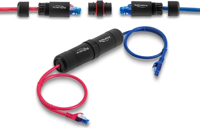 Delock Kabelverbinder RJ45 Buchse zu Cat.6 mit M16 Gewinde und (90780)