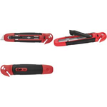 WEDO Safety-Cutter Standard, Trapez-Klinge, schwarz/rot automatischer Klingenrückzug, Sicherheitsarretierung, - 1 Stück (78 805)