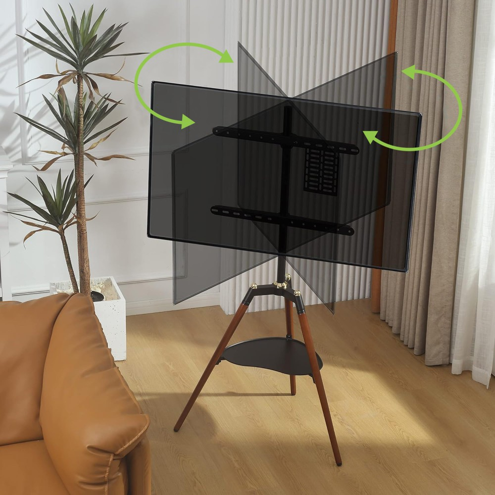 TECHly ICA-TR58 TV-Standfuß mit Ablage und Dreibein für 32"–65" Braun/Schwarz