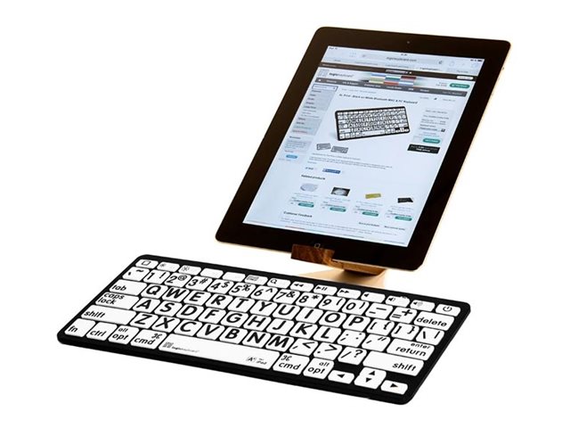 LogicKeyboard Largeprint Mini-Tastatur Bluetooth QWERTZ Deutsch Schwarz auf Weiß