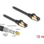 Delock RJ45 Netzwerkkabel Cat.6A Stecker zu Stecker S/FTP schwarz 15 m mit Cat.7 Rohkabel Industrie und Outdoor tauglich (80253)