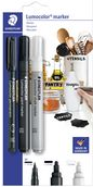STAEDTLER Lumocolor Marker-Set, 3er Blisterkarte Inhalt: Lumocolor Permanent-Marker schwarz (317-9) , - 1 Stück (60 BK-7)