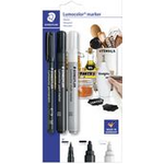 STAEDTLER Lumocolor Marker-Set, 3er Blisterkarte Inhalt: Lumocolor Permanent-Marker schwarz (317-9) , - 1 Stück (60 BK-7)
