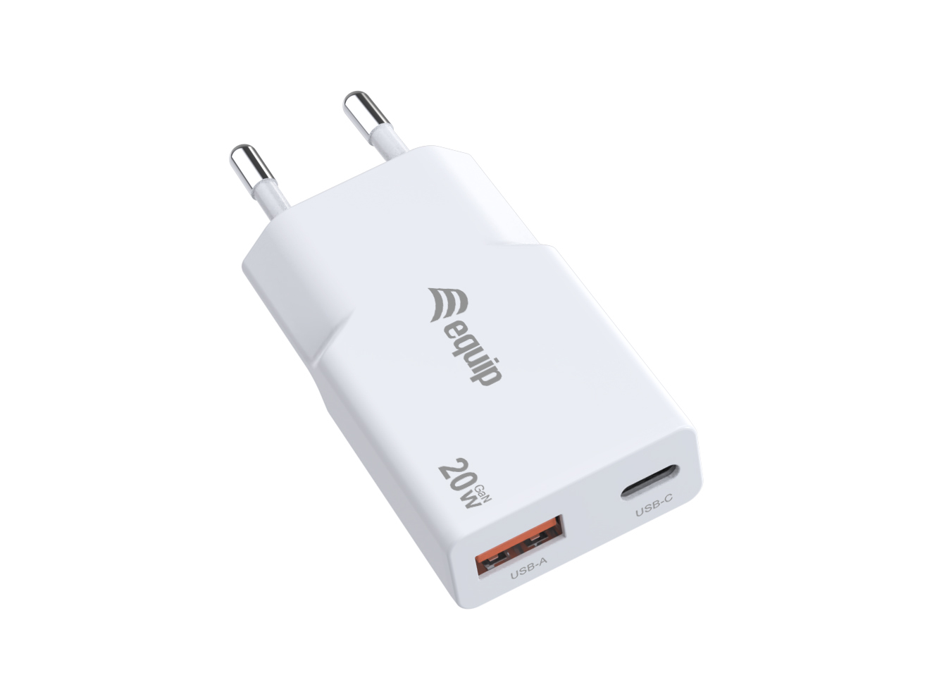 Equip Ladegerät 2-Port USB-C PD3.0/USB-A GaN Slim 20W Weiß