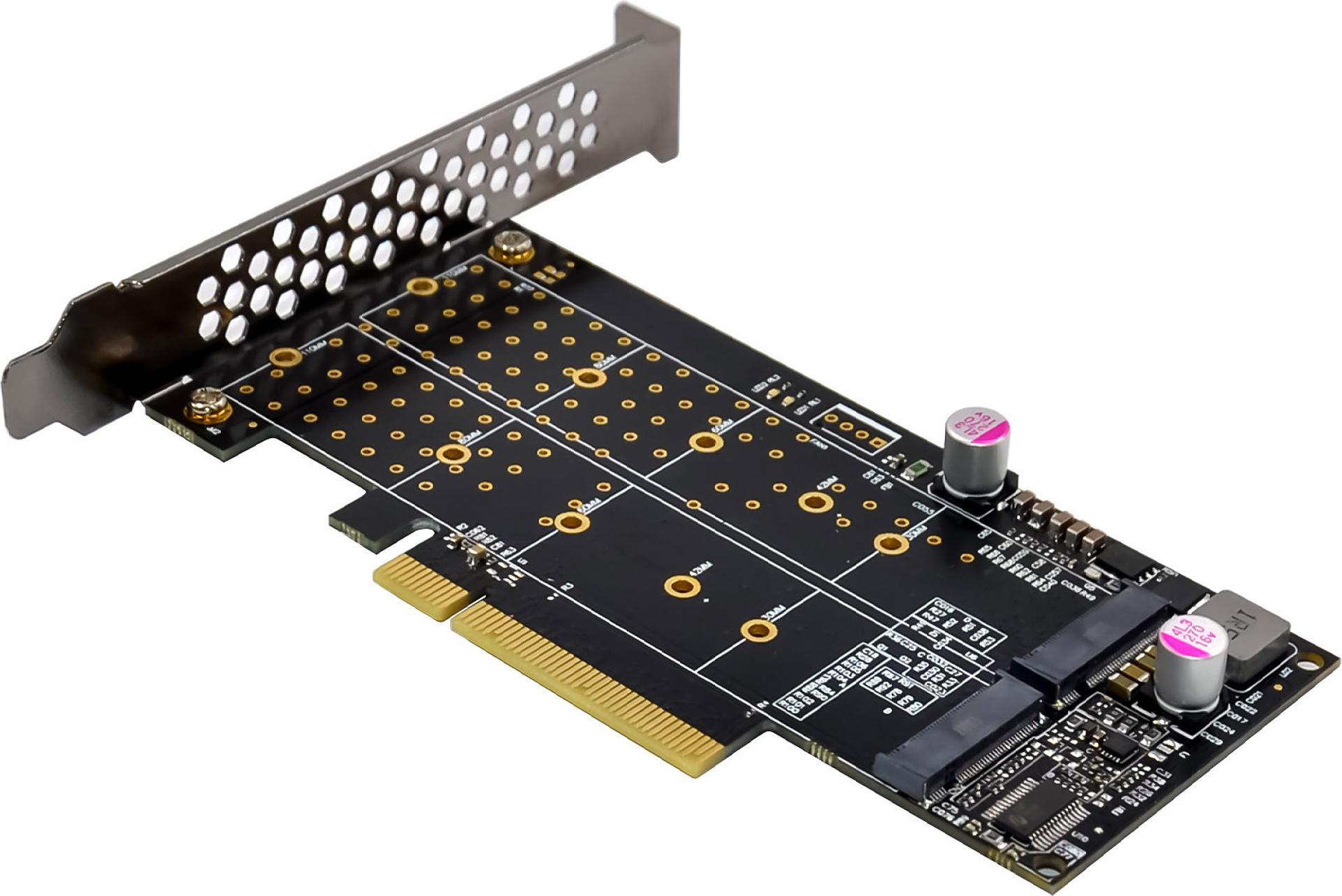 InLine PCIe 3.0 Karte zu 2x intern NVMe M.2 Key M – Bifurcation x8