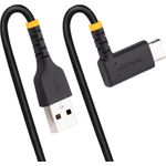 StarTech.com 6ft (2m) USB A to C Charging Cable Right Angle, Heavy Duty Fast Charge USB-C Cable, USB 2.0 A to Type-C, Durable and Rugged Aramid Fiber, 3A, S20/iPad/Pixel (R2ACR-2M-USB-CABLE)
