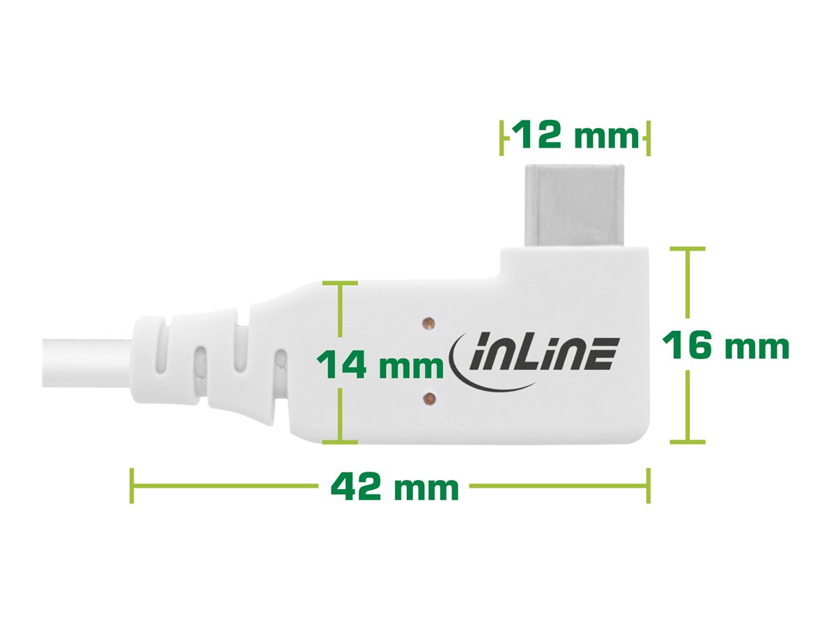 InLine USB4 Kabel USB-C einseitig gewinkelt PD 240 W 8K@60Hz 2 m Weiß
