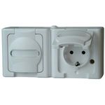 Kombination waagerecht Schalter/Schutzkontaktsteckdose AP-Feuchtraum BLUE ELECTRIC arktis (131202003)