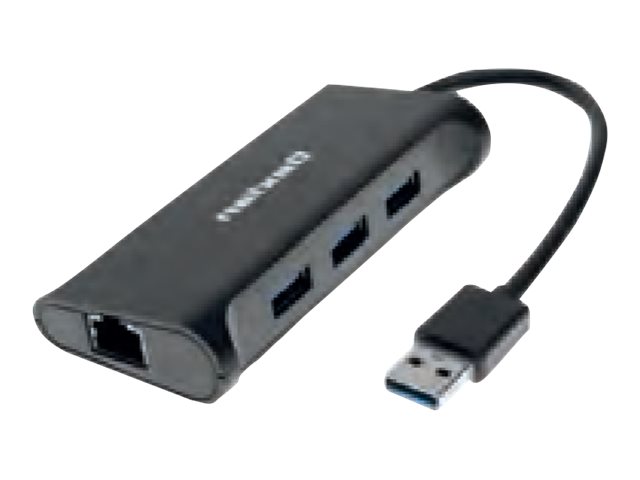 deXlan USB 3.0 Gigabit Netzwerkadapter mit 3 Port USB 3.0 Hub Schwarz