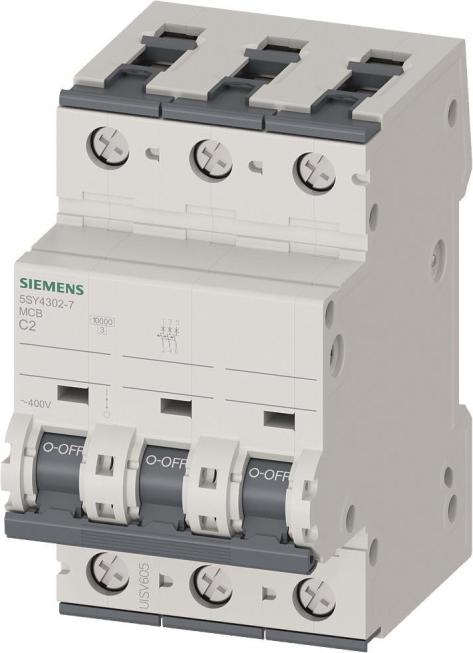 Siemens Leitungsschutzschalter 2 A 3-polig C (5SY4302-7)