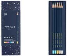 CARAN D'ACHE Buntstifte COSMIC BLUE, 10er Set Buntstifte mit festlichen Metallic-Farben und einzigartigem - 1 Stück (CC1284.024)