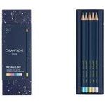 CARAN D'ACHE Buntstifte COSMIC BLUE, 10er Set Buntstifte mit festlichen Metallic-Farben und einzigartigem - 1 Stück (CC1284.024)