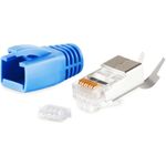 S/CONN maximum connectivity Netzwerk Modular Stecker RJ45 SET für Verlegekabel bis AWG 23, Stecker mit Zugentlastung, Einführhilfe und Tülle, blau VE 1 (72067-B)