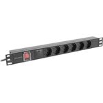 Lanberg PDU 19" LANBERG 1U 16A 2M 6X SCHUKO OUTLETS BLACK (PDU-06F-0200-BK)