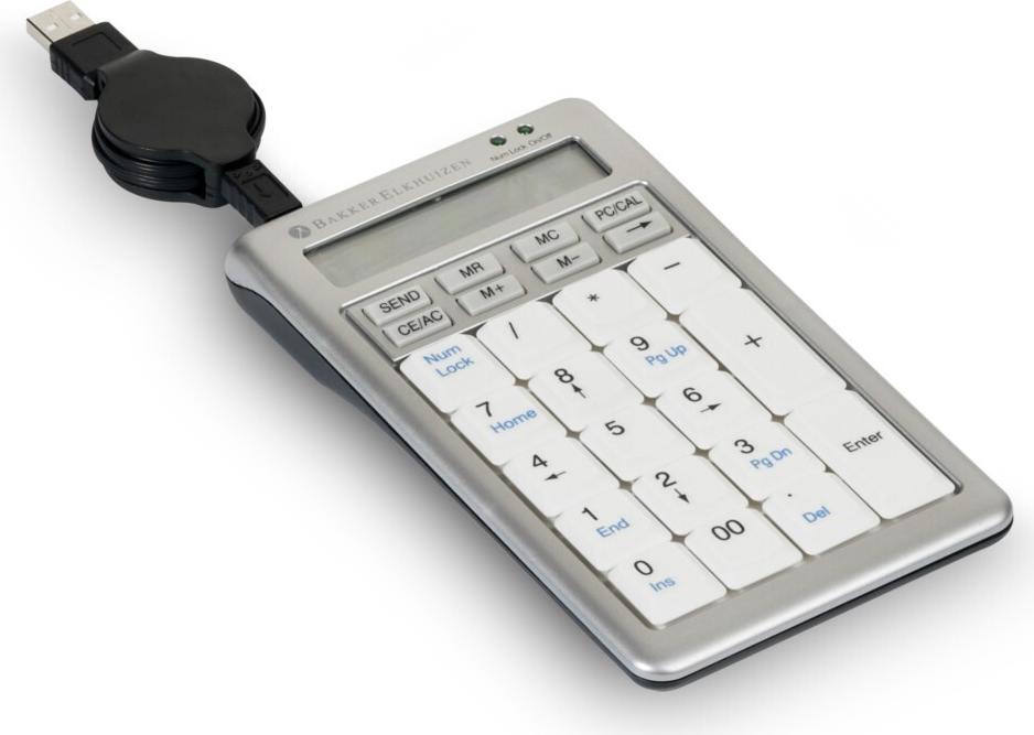 Bakker Elkhuizen S-board 840 Numeric Externer Ziffernblock USB mit Taschenrechnerfunktion Hellgrau/Weiß