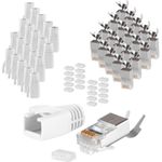 S/CONN maximum connectivity Netzwerk Modular Stecker RJ45 SET für Verlegekabel bis AWG 23, Stecker mit Zugentlastung, Einführhilfe und Tülle, weiß VE 20 (72067-20W)