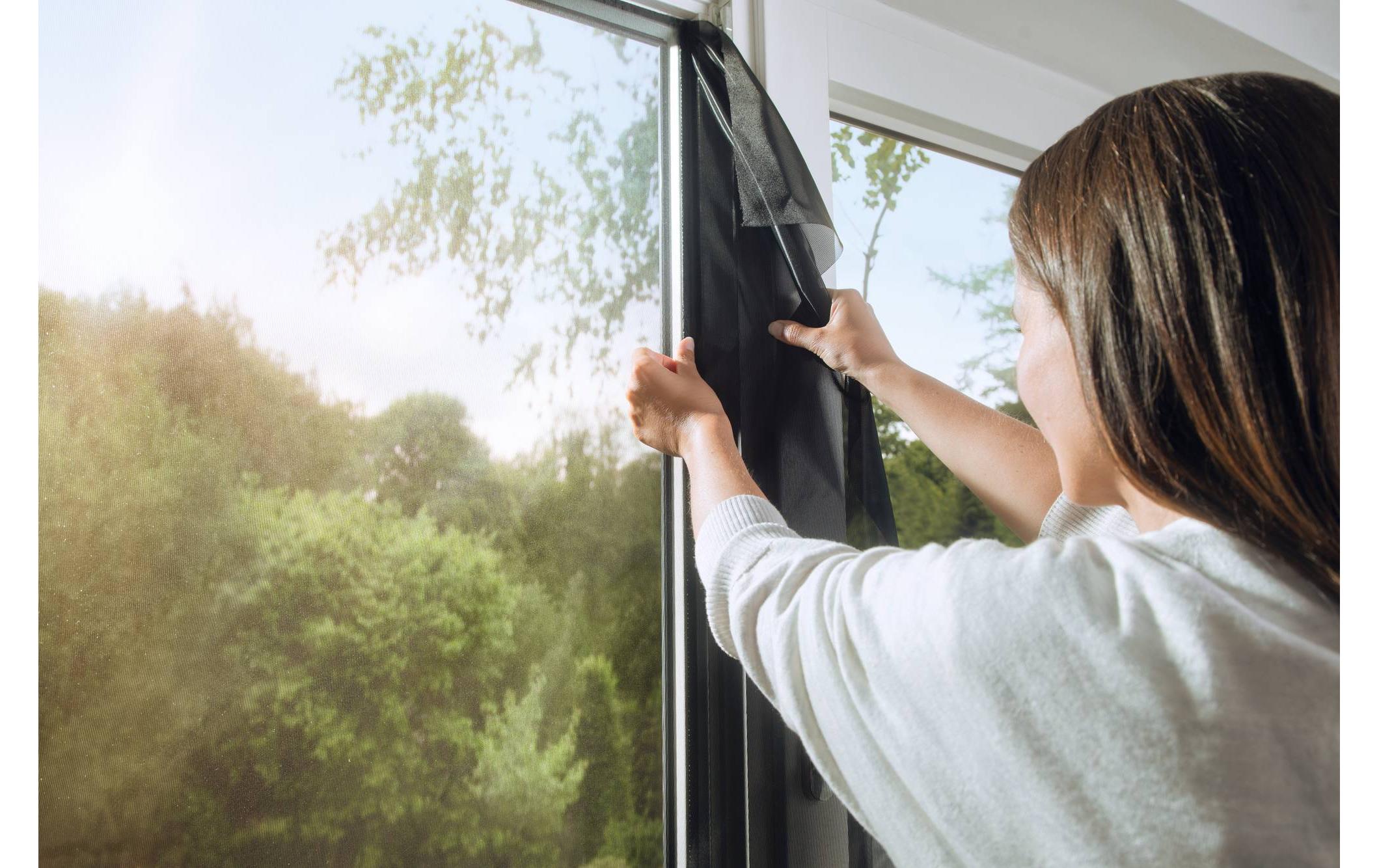tesa Pollenschutzgitter für Fenster 1,20 m x 2,40 m Anthrazit-Transparent