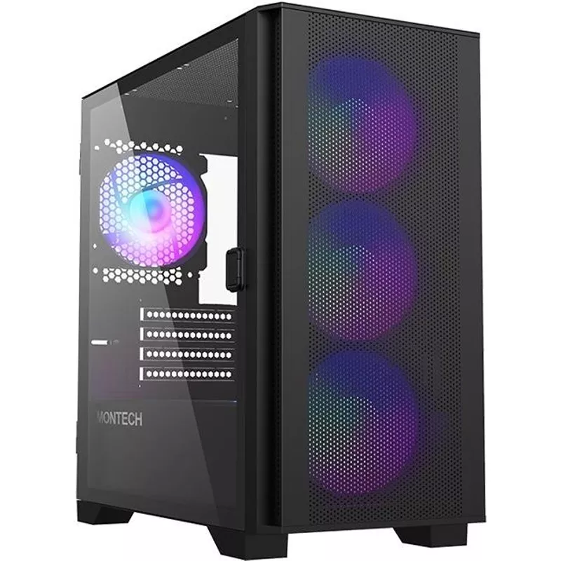 Montech AIR 100 ARGB, Micro-ATX, Tempered Glass - schwarz (AIR 100 ARGB BK) (geöffnet)