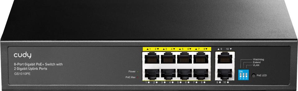 Cudy GS1010PE Gigabit Ethernet Switch 8 Ports PoE+ Schwarz