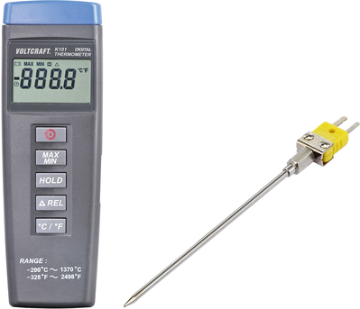 VOLTCRAFT K101 + TP 203 Temperatur-Messgerät -200 bis +1370 °C Fühler-Typ K