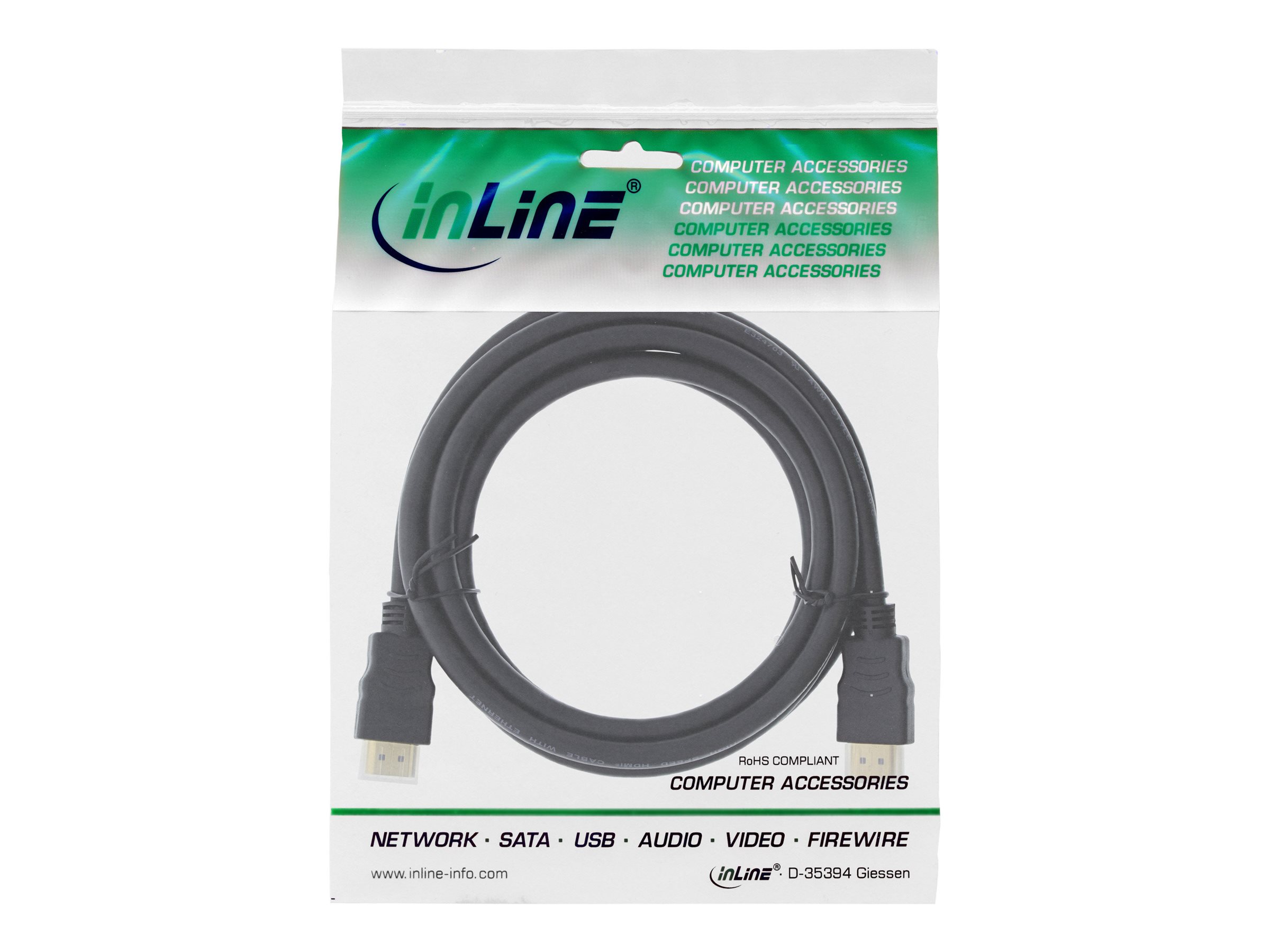 InLine 17533P HDMI-Kabel mit Ethernet HDMI 2.0 4K 0,3 m Schwarz