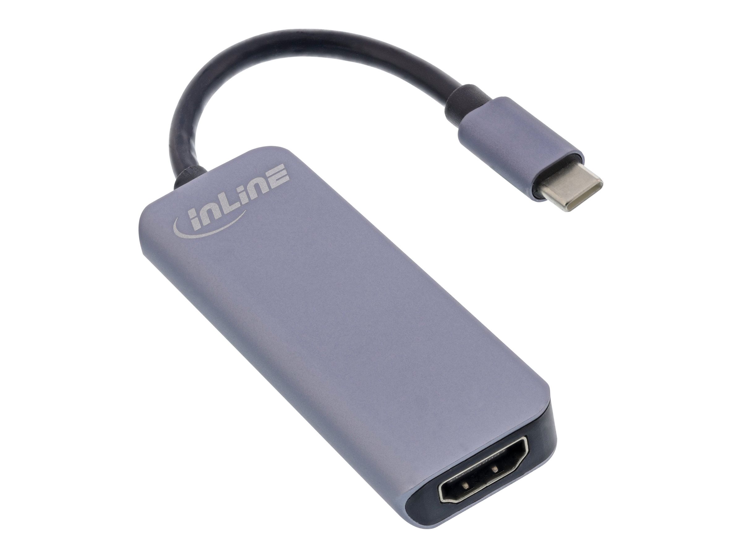 InLine 33271H Multifunktions-Hub USB 3.2 Gen.1 2x USB-A 5Gb/s HDMI 4K/30Hz USB-C PD 87W Grau