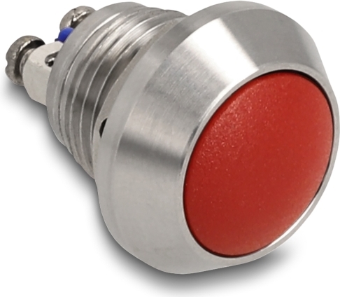 Delock Drucktaster zum Einbau 12mm 2 x Schraubklemme rot (22033)