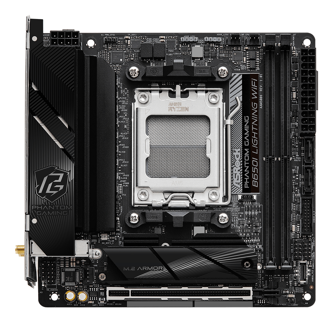 ASRock Phantom Gaming B650I Lightning WiFi Mainboard Mini-ITX Socket AM5 AMD B650 DDR5 Schwarz