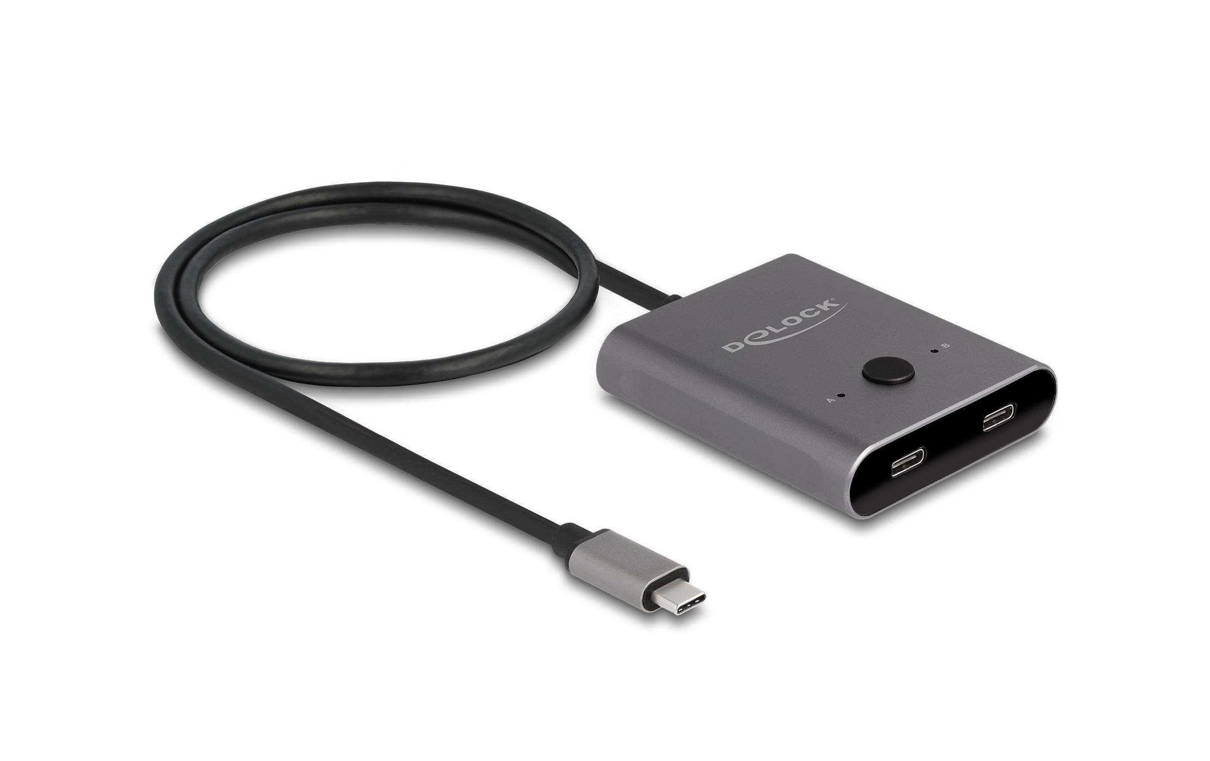 Delock Switch 2 to 1 USB-C Hub bidirektional 8K 10 Gbps Grau