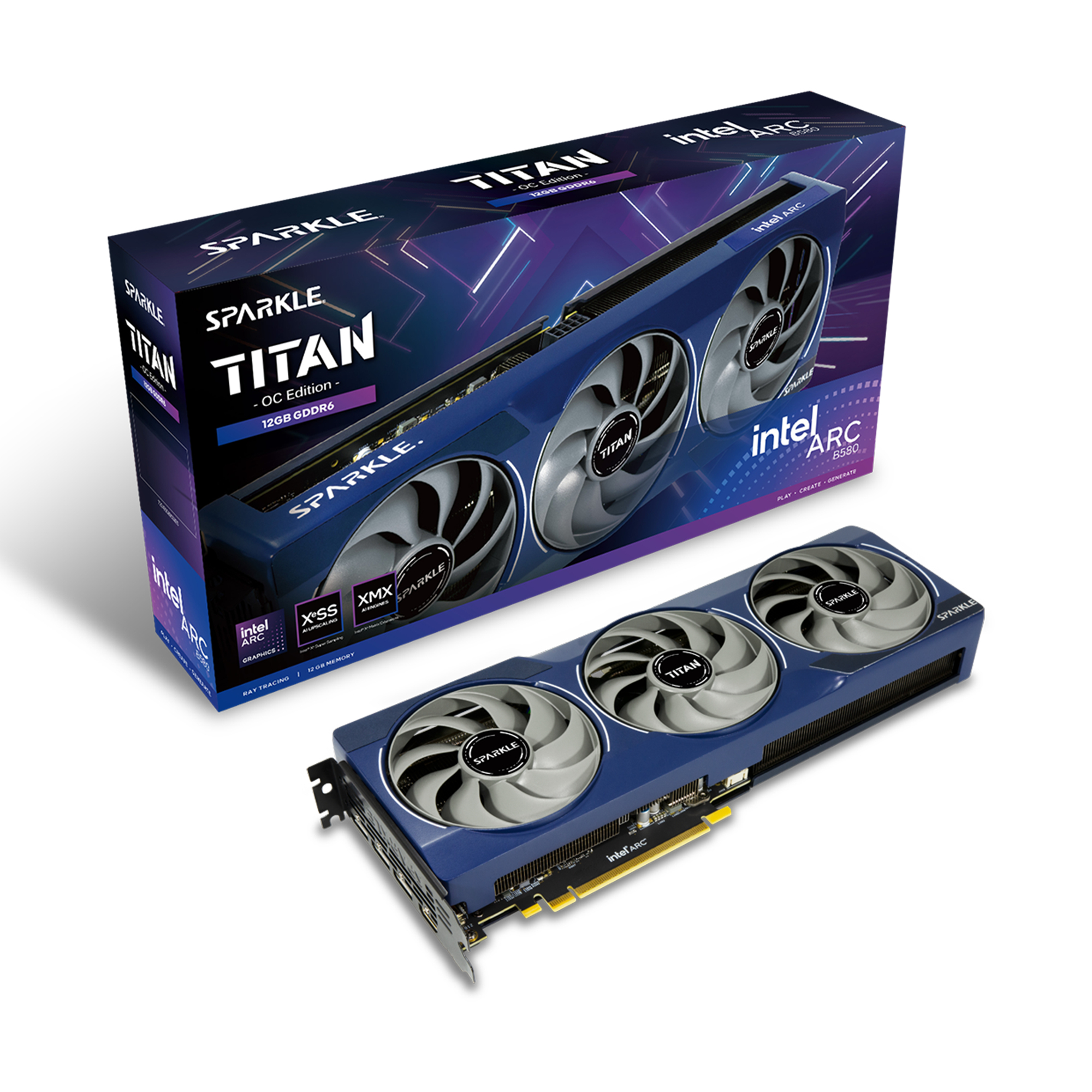 SPARKLE Intel Arc B580 TITAN OC Grafikkarte 12 GB GDDR6 Blau