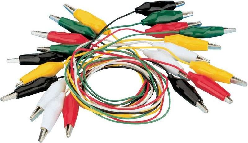 Voltcraft Messleitungs-Set [ Abgreifklemmen - Abgreifklemmen] 0.54 m Schwarz, Rot, Gelb, Grün, Weiß