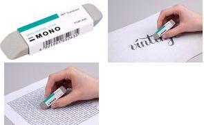 Tombow Naturkautschuk-Radierer "MONO sand", grau, für Tinte Radierer mit Mikrosand-Partikel für das Radieren von Tinte, - 1 Stück (ES-512B)